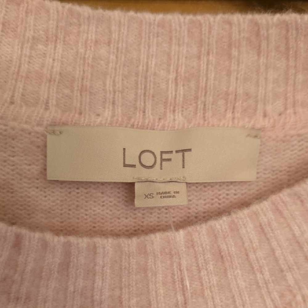 LOFT Light Pink Crew Neck Sweater - Picture 2 of 5
